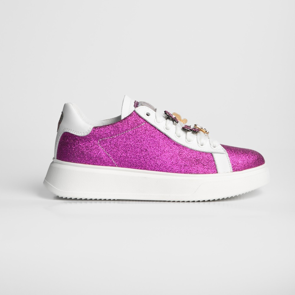 SCARPE NIS MIA VIOLA FARFALLA GLITTER