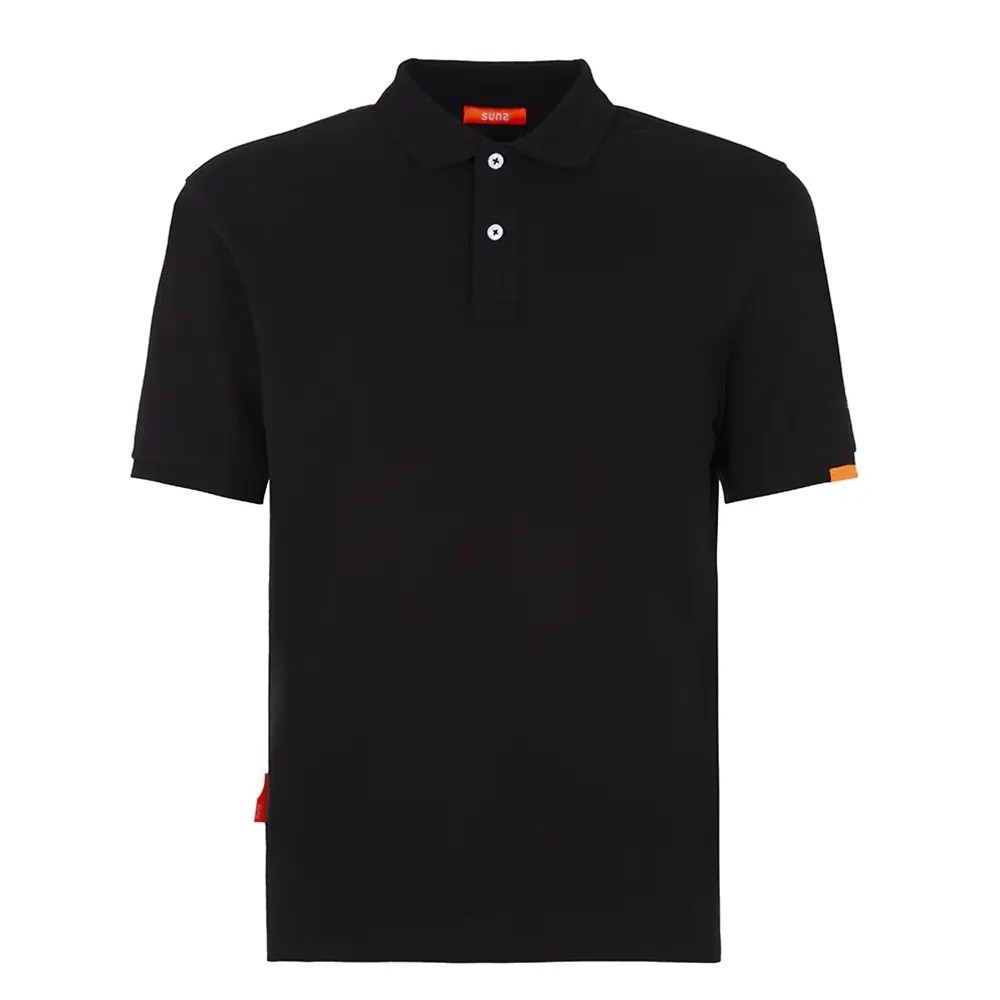 SUNS FEDERICO BACK BLACK STRETCH COTTON POLO SHIRT