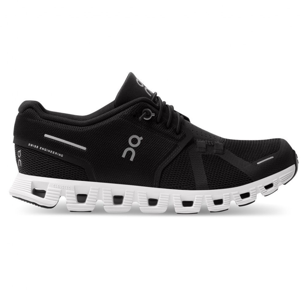 ON CLOUD 5 WOMAN BLACK WHITE SHOES